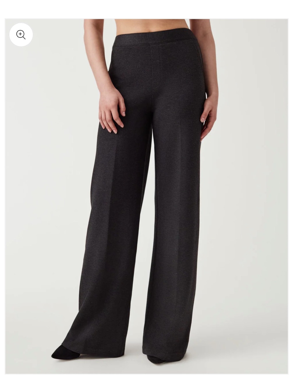 SPANX The Perfect Pant Wide Leg Charcoal Heather Ponte Pants Size S